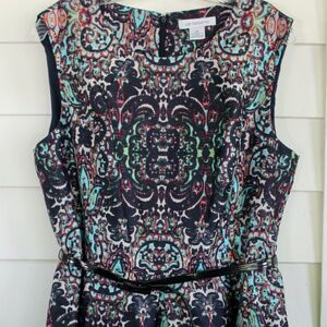 BEAUTIFUL Liz Claiborne Sz 16 Multicolor Pattern Sleeveless Dress Wedding Party